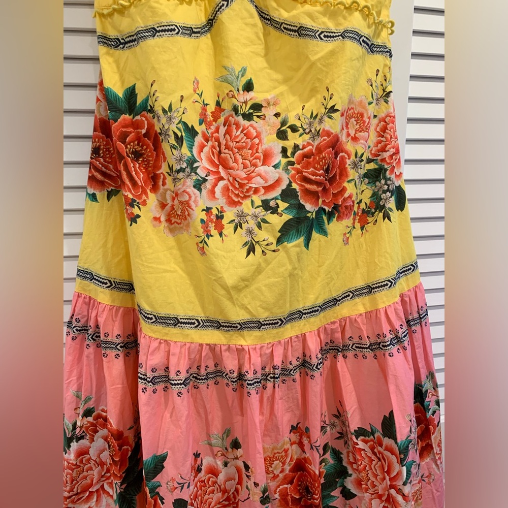 EUC Farm Rio Marisol halter top maximalist flower maxi dress boho tassels Large - Picture 6 of 14